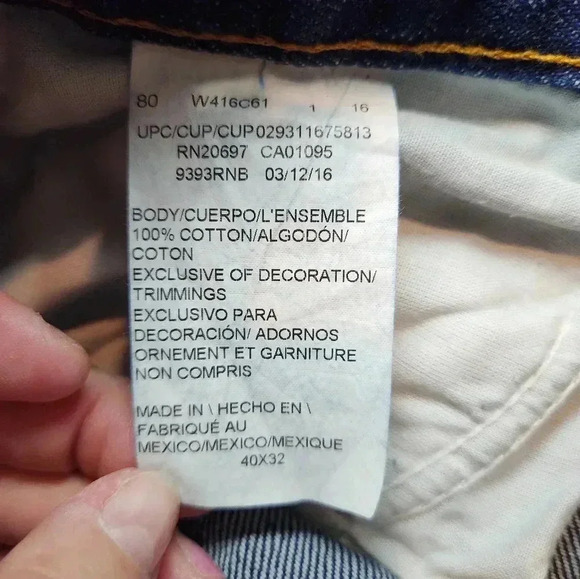 Dickies Jeans Mens 40x32 Blue Medium To Dark Wash Denim Pants 100% Cotton - Picture 5 of 6